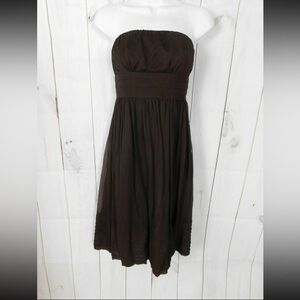 NWT J.Crew Solid Brown Silk Chiffon Strapless Party Special Occassion Dress - 00